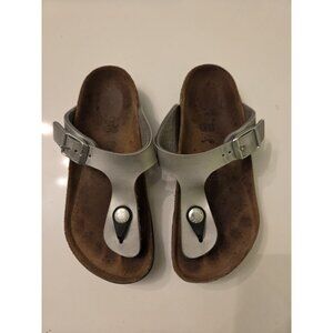BIRKENSTOCK Youth Girls Gizeh Thong Birko-Flor Sandals Silver 30 Size US 12 12.5
